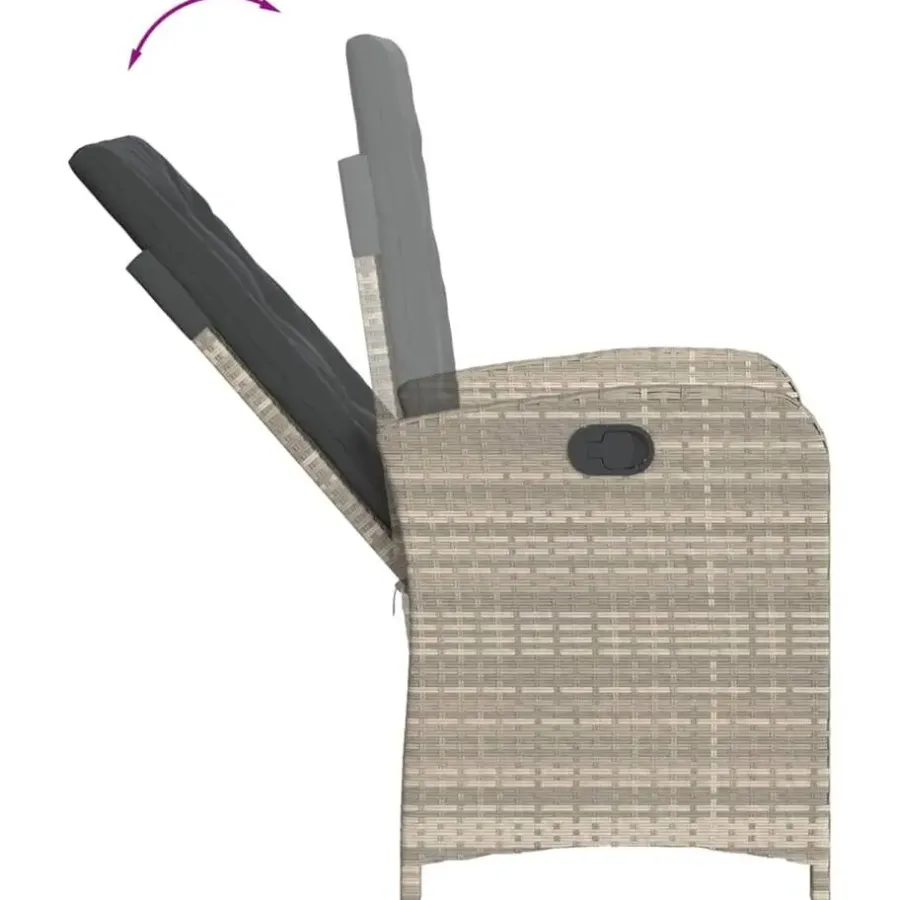 Tuinstoelen-vidaXL - Tuinstoelen verstelbaar - Grijs - Poly rattan - 2 stuks - Met kussens