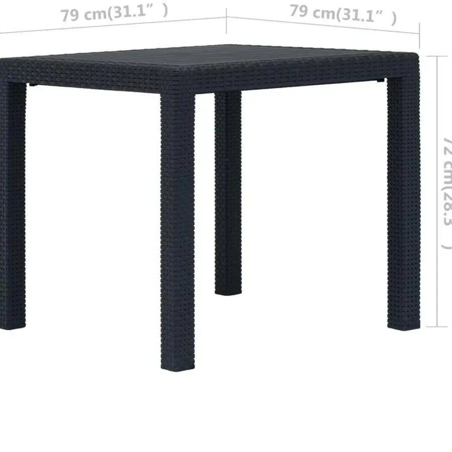 Tuintafels-vidaXL - Tuintafel - Antraciet - Kunststof - 79 x 79 x 72 cm