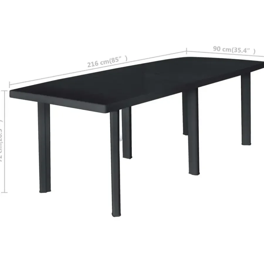 vidaXL - Tuintafel - Antraciet - Kunststof
