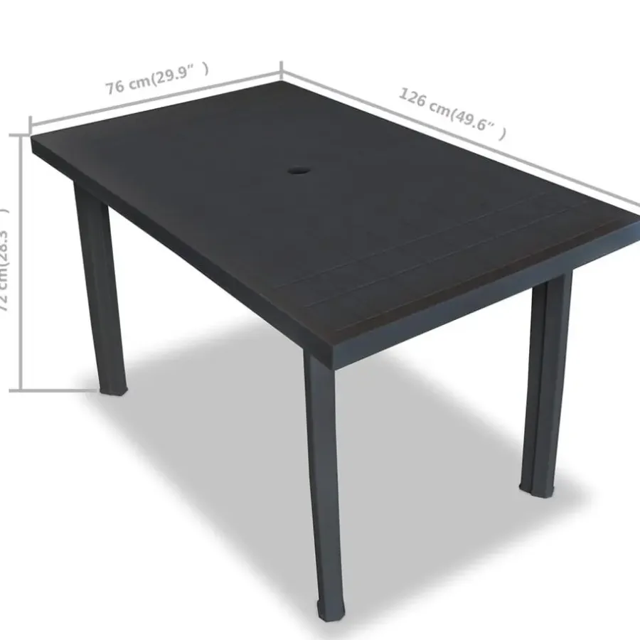 Tuintafels-vidaXL - Tuintafel - Antraciet - Kunststof - 126 x 76 x 72 cm