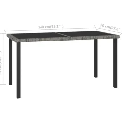 Tuintafels-vidaXL - Tuintafel - Grijs - Poly rattan - 140 x 70 x 73 cm