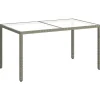 Tuintafels-vidaXL - Tuintafel - Grijs - Gehard glas en poly rattan - 150 x 90 x 75 cm