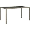 Tuintafels-vidaXL - Tuintafel - Grijs - Gehard glas en poly rattan - 150 x 90 x 75 cm