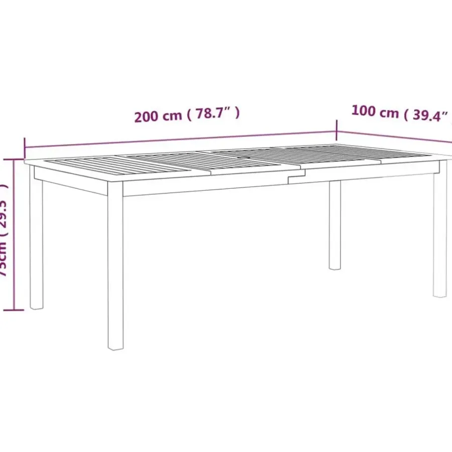 vidaXL - Tuintafel - Grijs - Massief acaciahout - 200 x 100 x 75 cm