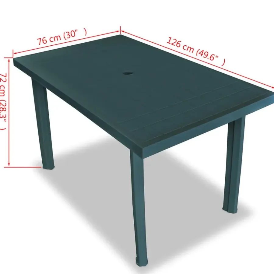 Tuintafels-vidaXL - Tuintafel - Groen - Kunststof - 126 x 76 x 72 cm