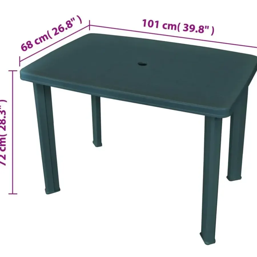 Tuintafels-vidaXL - Tuintafel - Groen - Kunststof - 101 x 68 x 72 cm