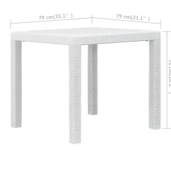 Tuintafels-vidaXL - Tuintafel - Wit - Kunststof - 79 x 79 x 72 cm