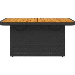 vidaXL - Tuintafel - Zwart - Poly rattan en Hout - 90 x 55 x 71 cm