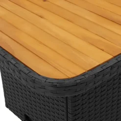 vidaXL - Tuintafel - Zwart - Poly rattan en Hout - 90 x 55 x 71 cm