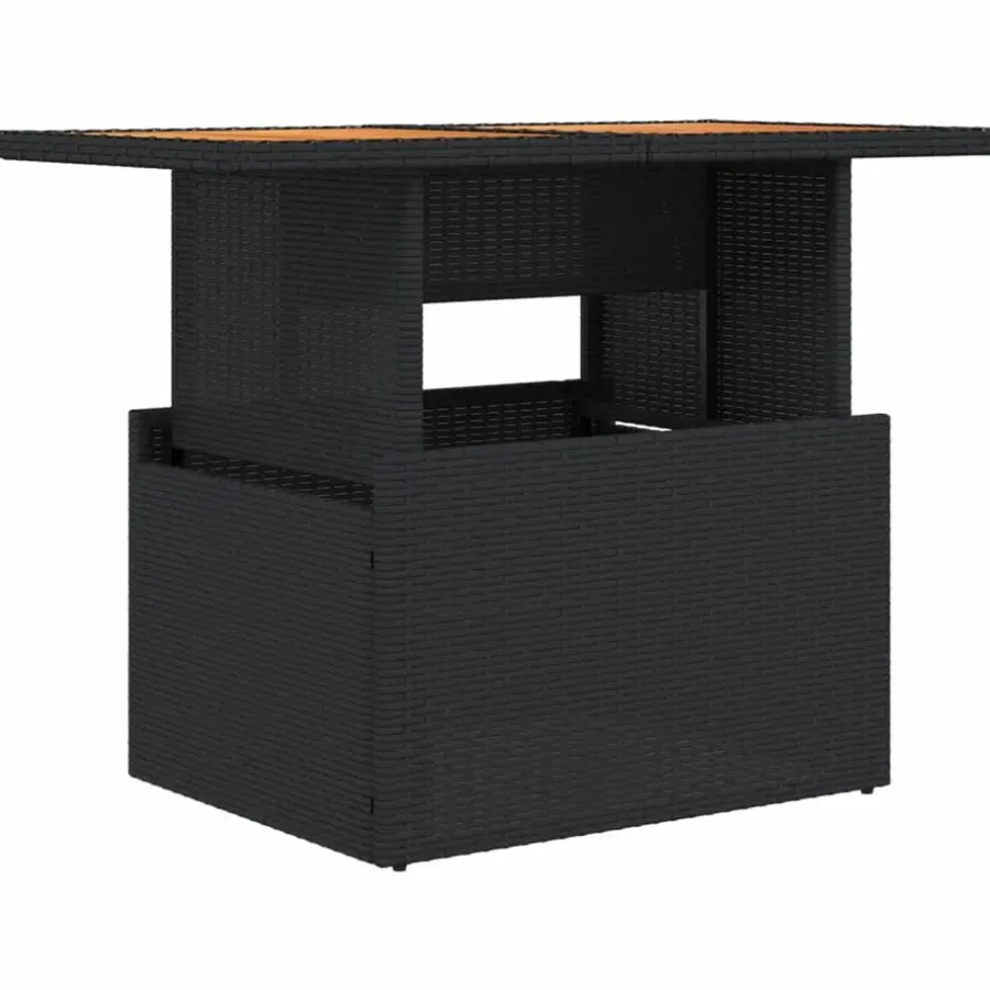 vidaXL - Tuintafel - Zwart - Poly rattan en acaciahout - 100x55x73 cm