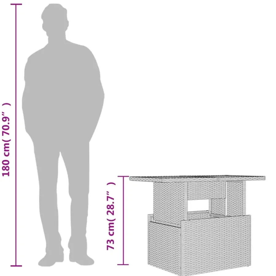 vidaXL - Tuintafel - Zwart - Poly rattan en acaciahout - 100x55x73 cm