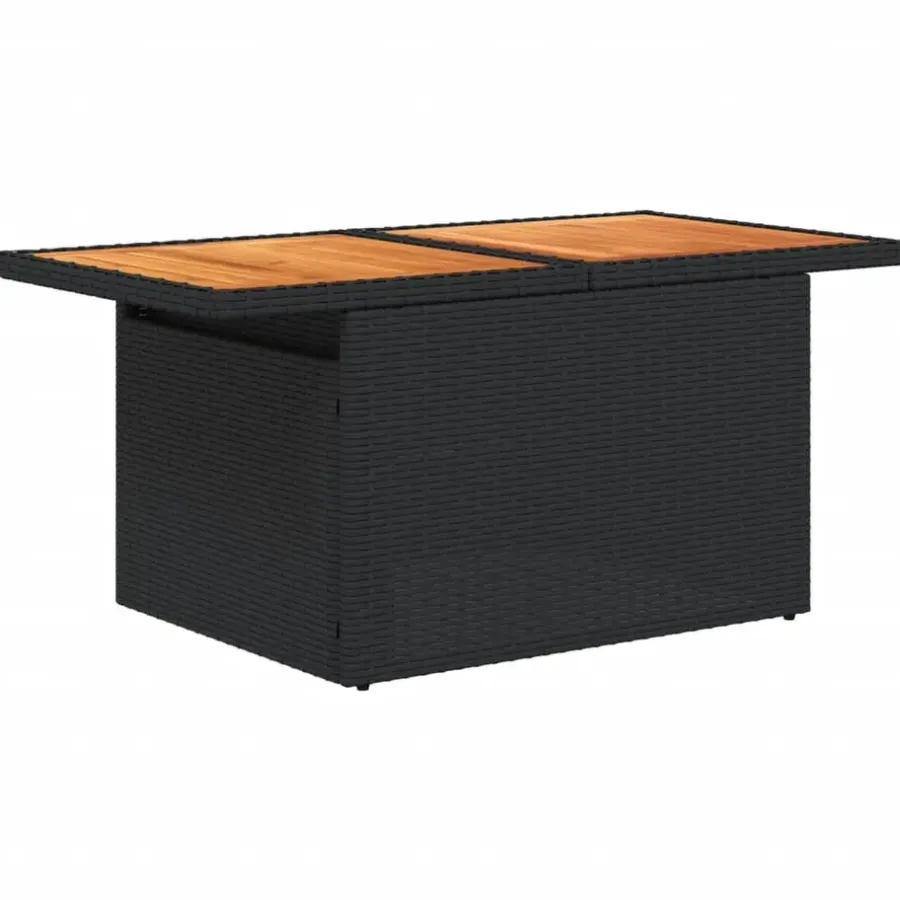 vidaXL - Tuintafel - Zwart - Poly rattan en acaciahout - 100x55x73 cm