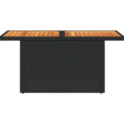 vidaXL - Tuintafel - Zwart - Poly rattan en acaciahout - 100x55x73 cm