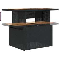 vidaXL - Tuintafel - Zwart - Poly rattan en acaciahout - 100x55x73 cm