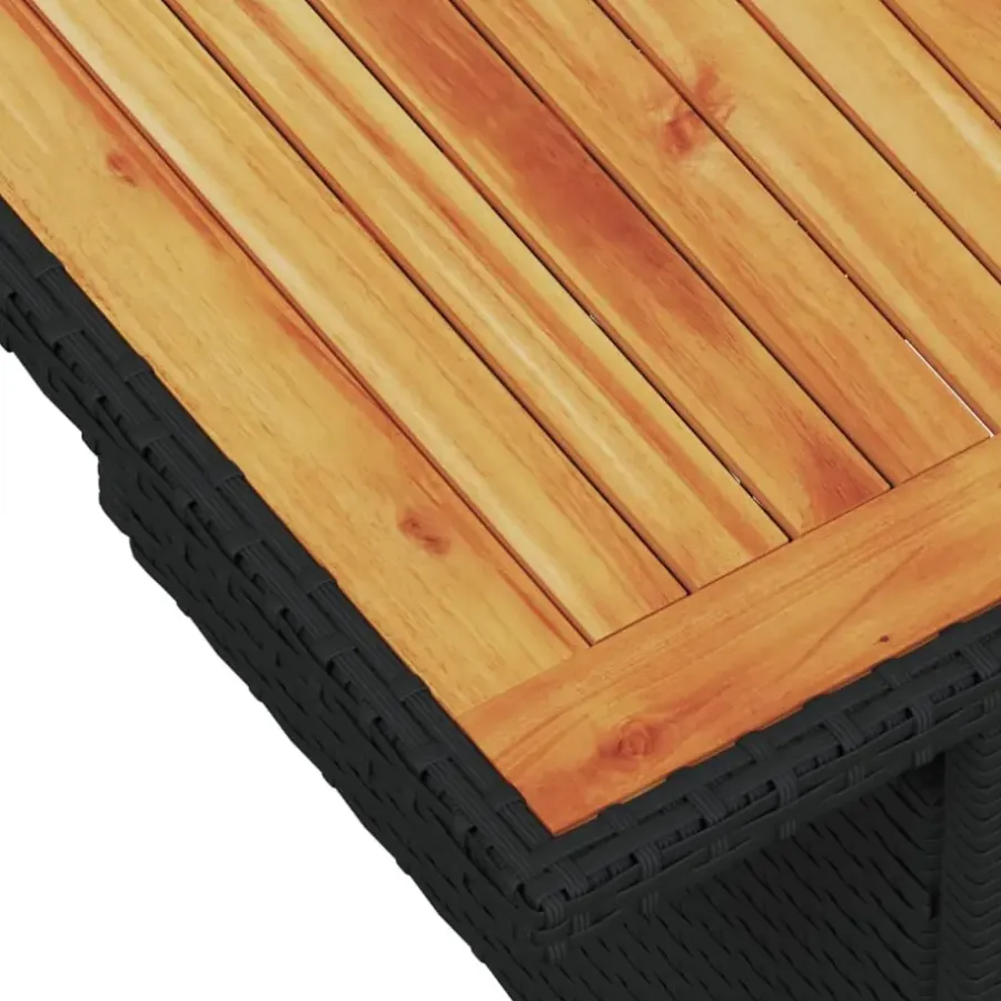 vidaXL - Tuintafel - Zwart - Poly rattan en acaciahout - 100x55x73 cm