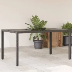 Tuintafels-vidaXL - Tuintafel - Zwart - Poly rattan - 150 x 90 x 75 cm