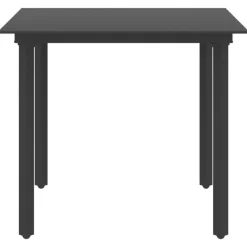 vidaXL - Tuintafel - Zwart - Staal en glas - 80 x 80 x 74 cm