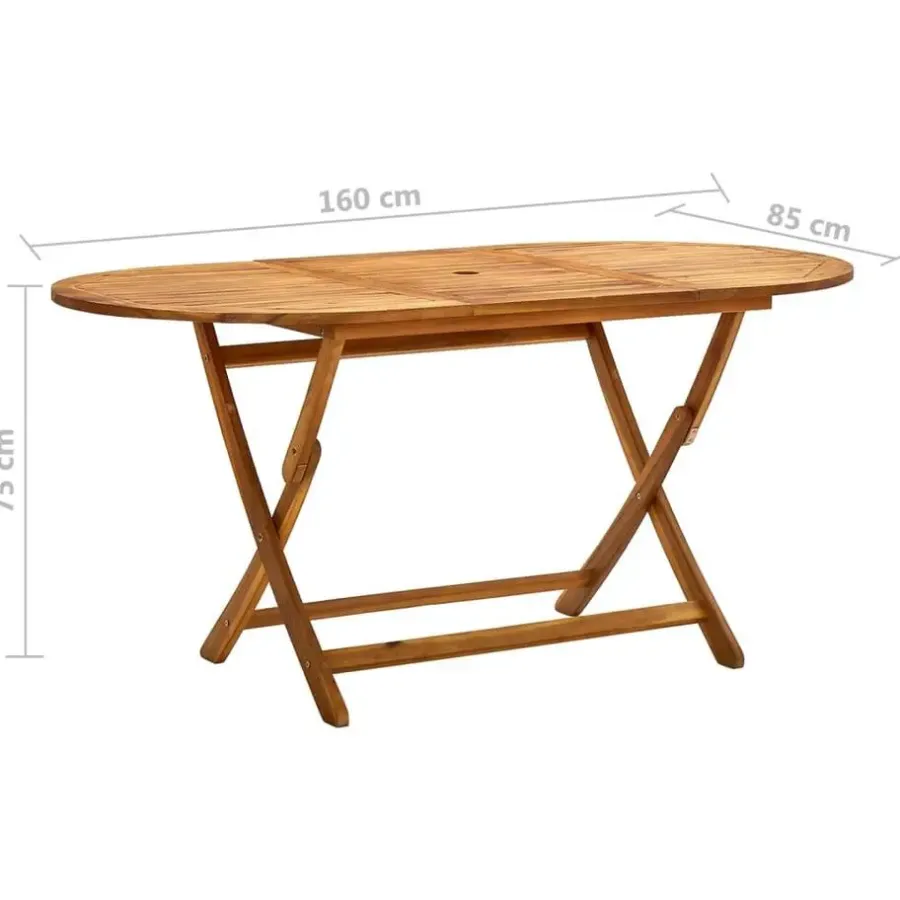 vidaXL - Tuintafel inklapbaar - Bruin - Massief acaciahout - 160 x 85 x 75 cm