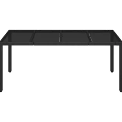 vidaXL - Tuintafel Met Glazen Blad - Zwart - Poly rattan - 190 x 90 x 75 cm