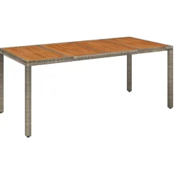 Tuintafels-vidaXL - Tuintafel Met Houten Blad - Grijs - Poly rattan - 190 x 90 x 75 cm