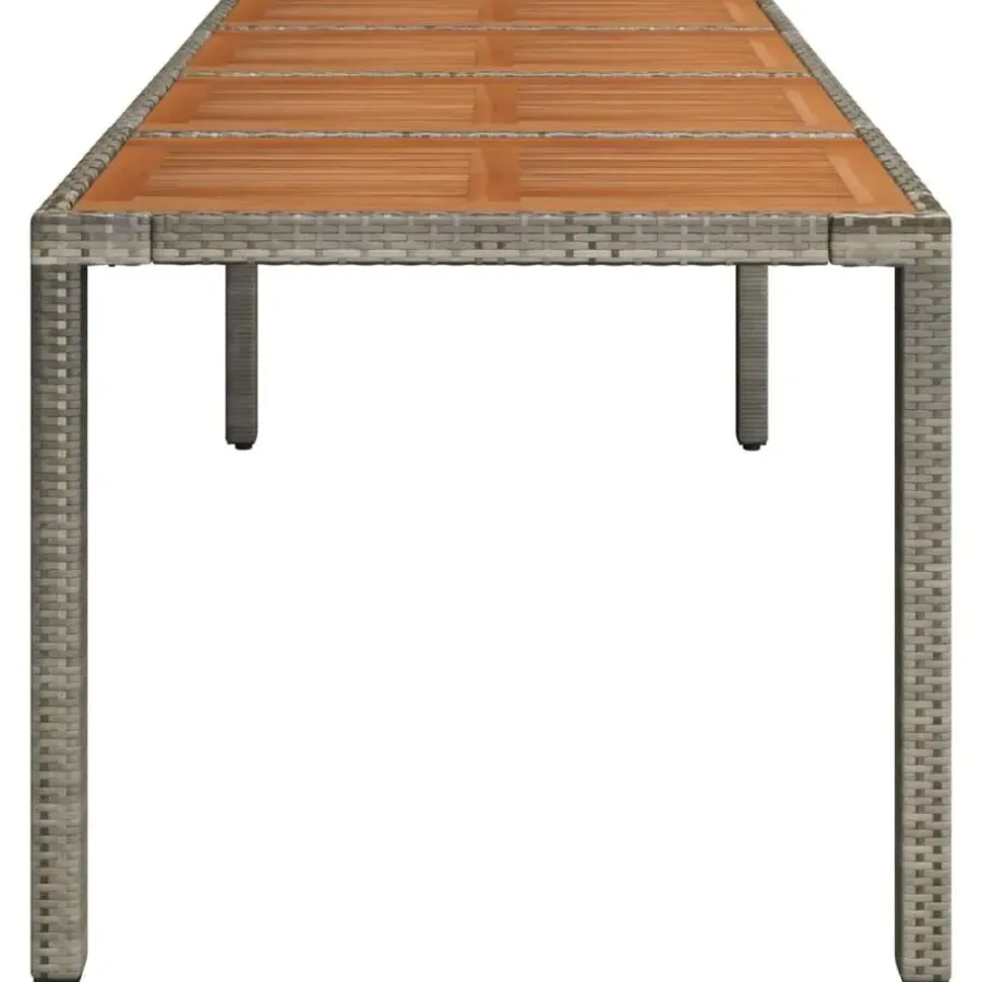 Tuintafels-vidaXL - Tuintafel Met Houten Blad - Grijs - Poly rattan - 190 x 90 x 75 cm