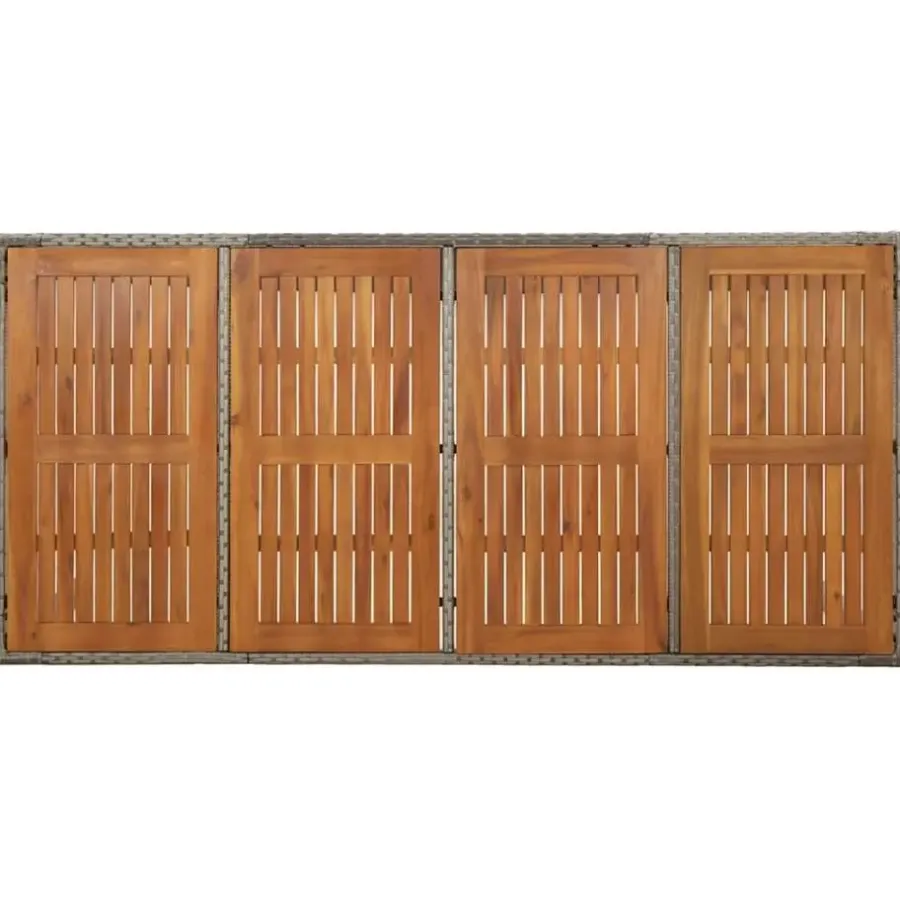 Tuintafels-vidaXL - Tuintafel Met Houten Blad - Grijs - Poly rattan - 190 x 90 x 75 cm
