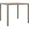Tuintafels-vidaXL - Tuintafel Met Houten Blad - Grijs - Poly rattan en acaciahout