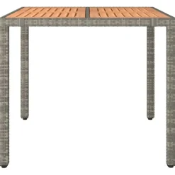 Tuintafels-vidaXL - Tuintafel Met Houten Blad - Grijs - Poly rattan en acaciahout