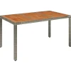 Tuintafels-vidaXL - Tuintafel Met Houten Blad - Grijs - Poly rattan - 150 x 90 x 75 cm