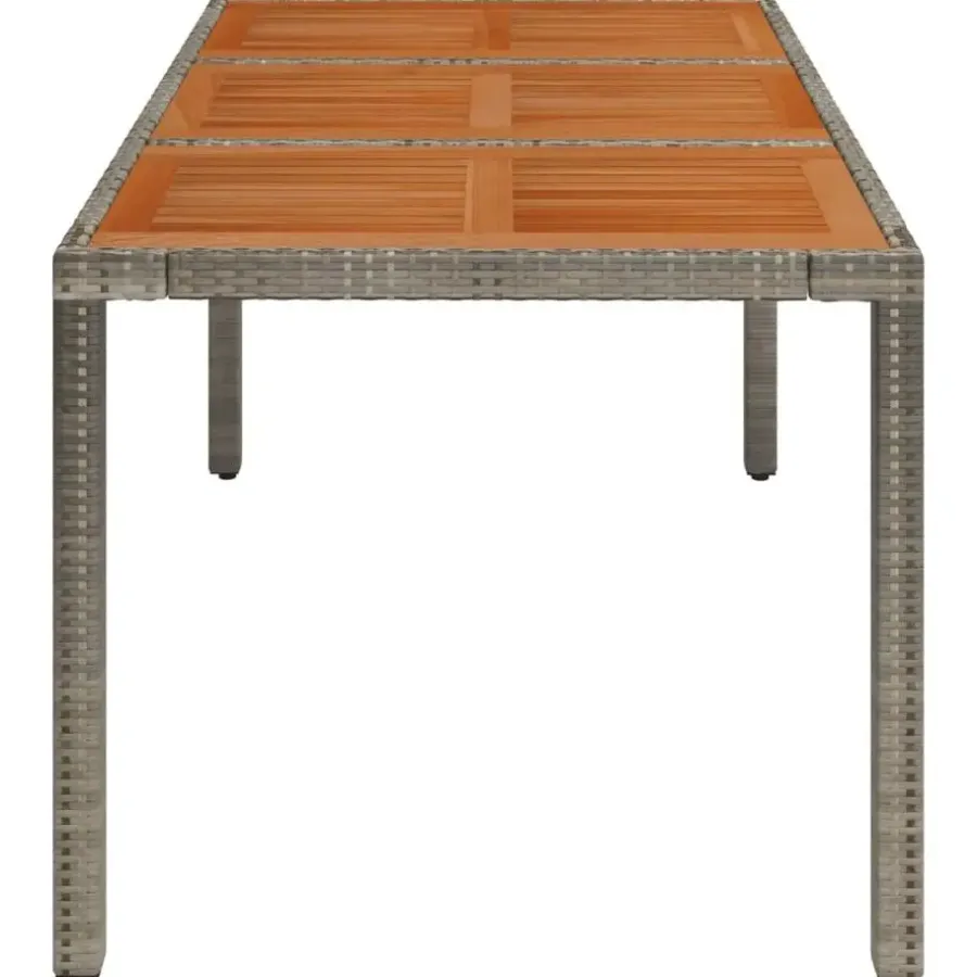 Tuintafels-vidaXL - Tuintafel Met Houten Blad - Grijs - Poly rattan - 150 x 90 x 75 cm