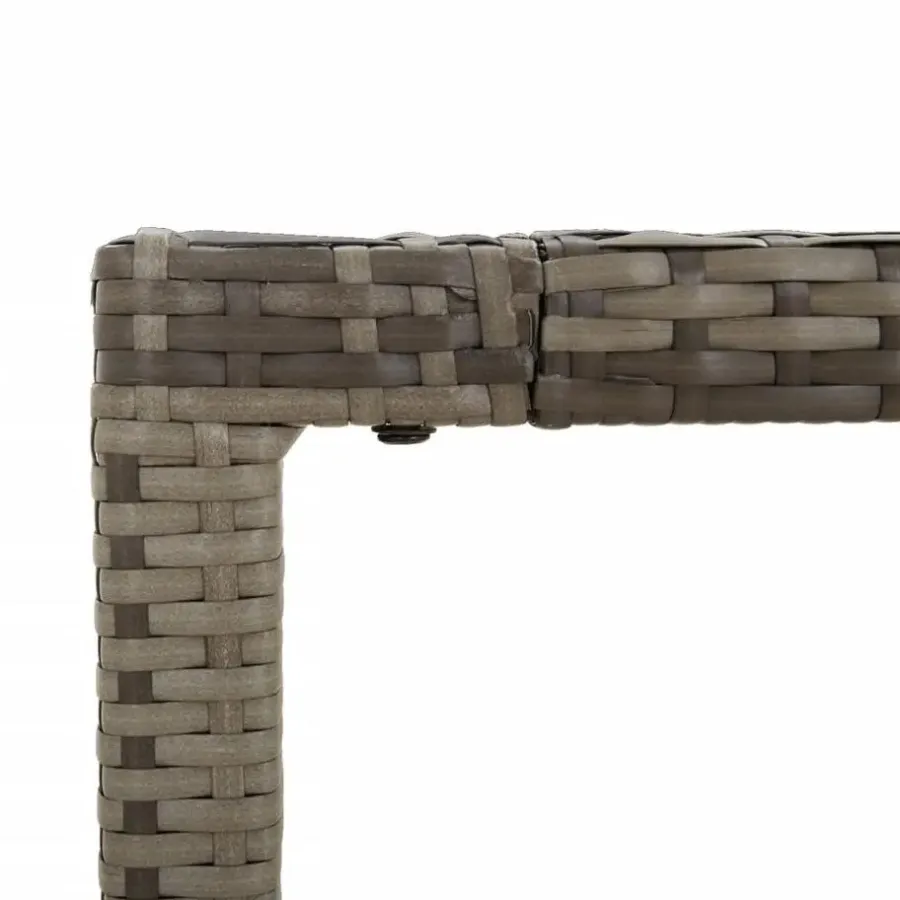 Tuintafels-vidaXL - Tuintafel Met Houten Blad - Grijs - Poly rattan - 150 x 90 x 75 cm