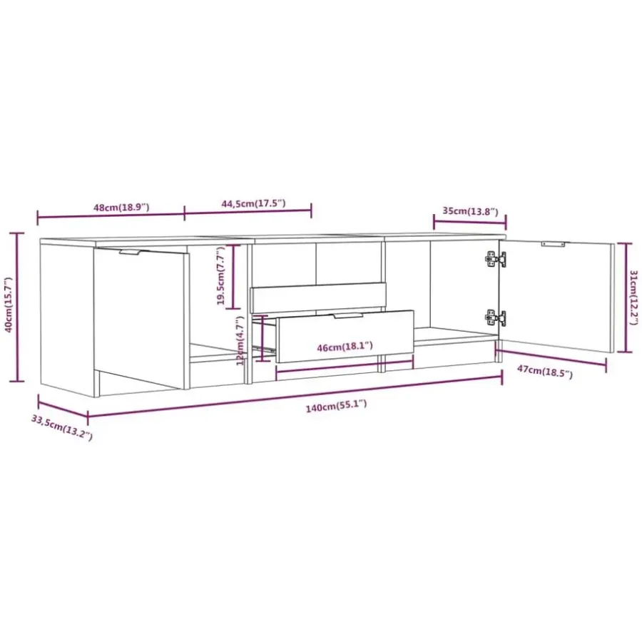 vidaXL - Tv-kast - Wit - Bewerkt hout