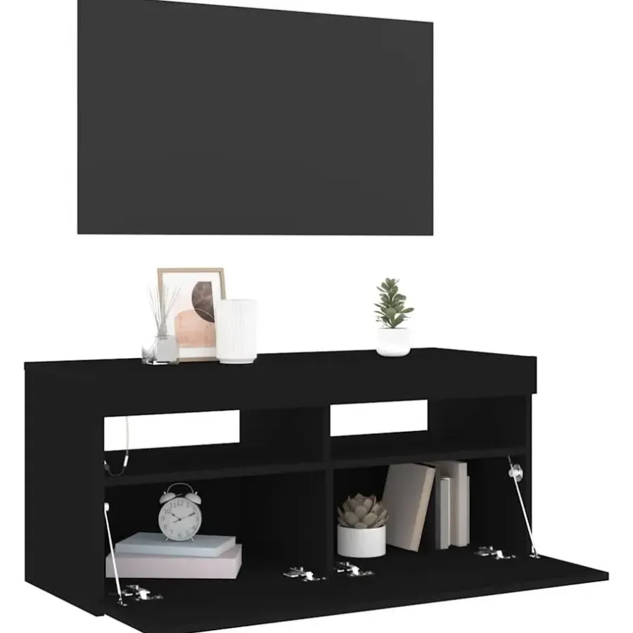 vidaXL - Tv-kast - Zwart - Bewerkt hout