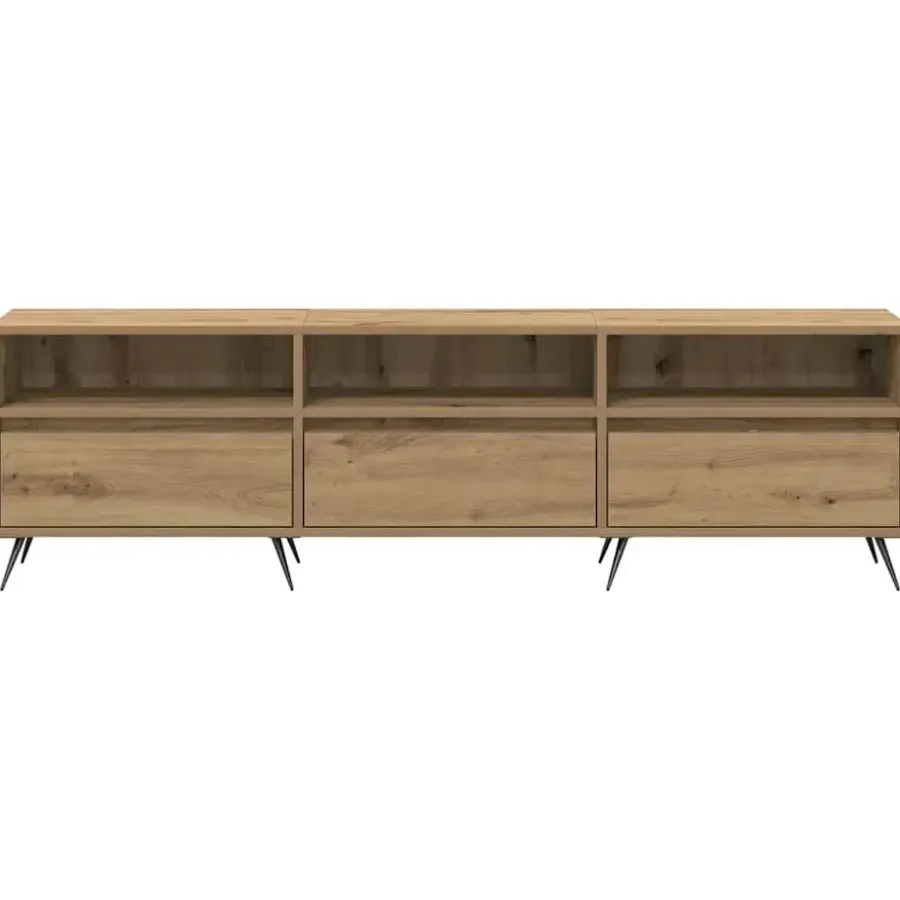 vidaXL - TV-meubel 3 vakken 3 deuren - Artisanaal eiken - Hout - 150x30x44.5 cm
