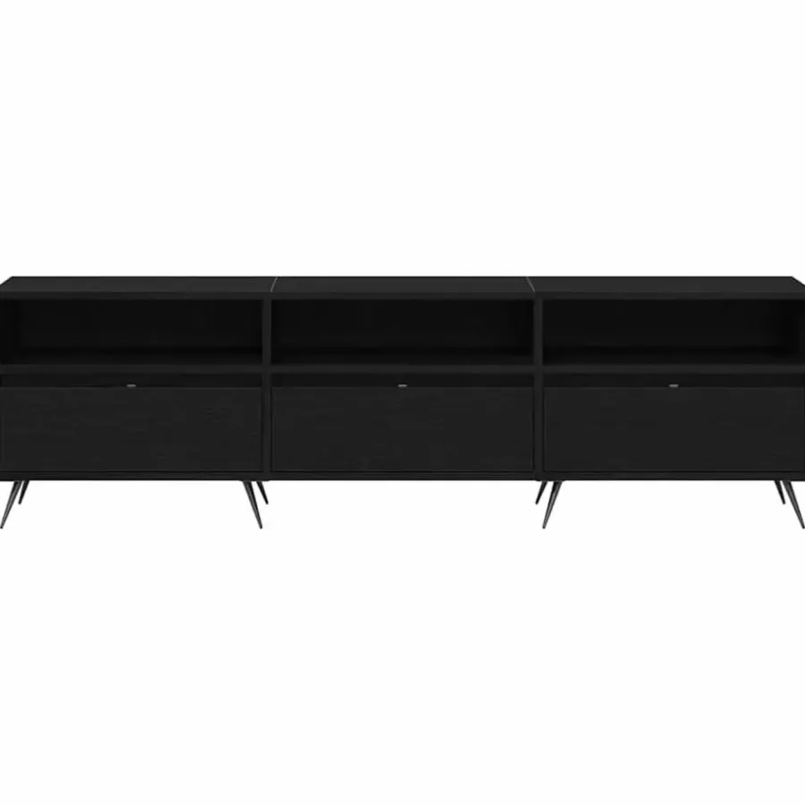 vidaXL - TV-meubel 3 vakken 3 deuren - Zwart eiken - Hout - 150x30x44.5 cm