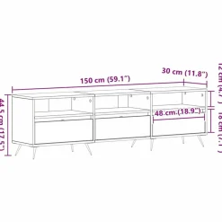 Tv Meubels-vidaXL - TV-meubel 3 vakken 3 deuren - Oud hout - Hout - 150x30x44.5 cm