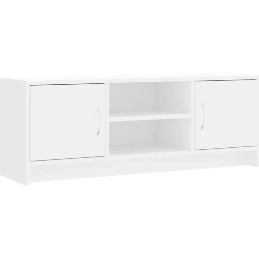 Tv Meubels-vidaXL - Tv-meubel - Wit - Bewerkt hout - 102 x 30 x 37.5 cm