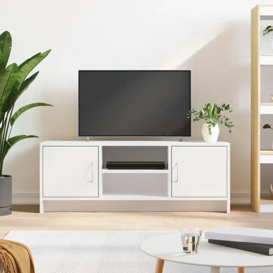Tv Meubels-vidaXL - Tv-meubel - Wit - Bewerkt hout - 102 x 30 x 37.5 cm