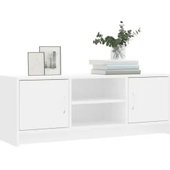 Tv Meubels-vidaXL - Tv-meubel - Wit - Bewerkt hout - 102 x 30 x 37.5 cm