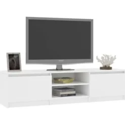 Tv Meubels-vidaXL - Tv-meubel - Wit - Bewerkt hout