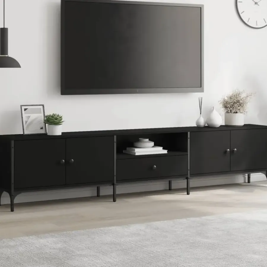 vidaXL - Tv-meubel - Zwart - Bewerkt hout