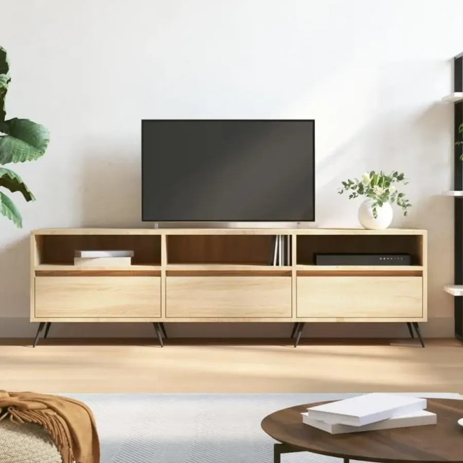 Tv Meubels-vidaXL - TV-meubel met 3 deuren en 3 vakken - Sonoma eiken - 150x30x44.5 cm