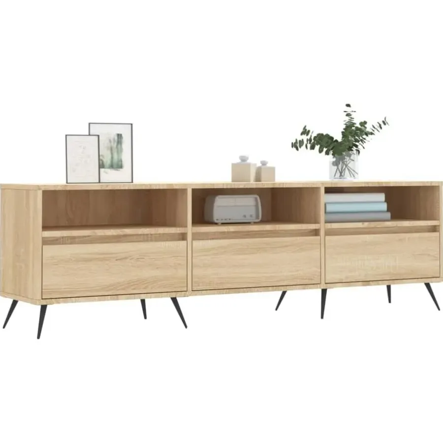 Tv Meubels-vidaXL - TV-meubel met 3 deuren en 3 vakken - Sonoma eiken - 150x30x44.5 cm