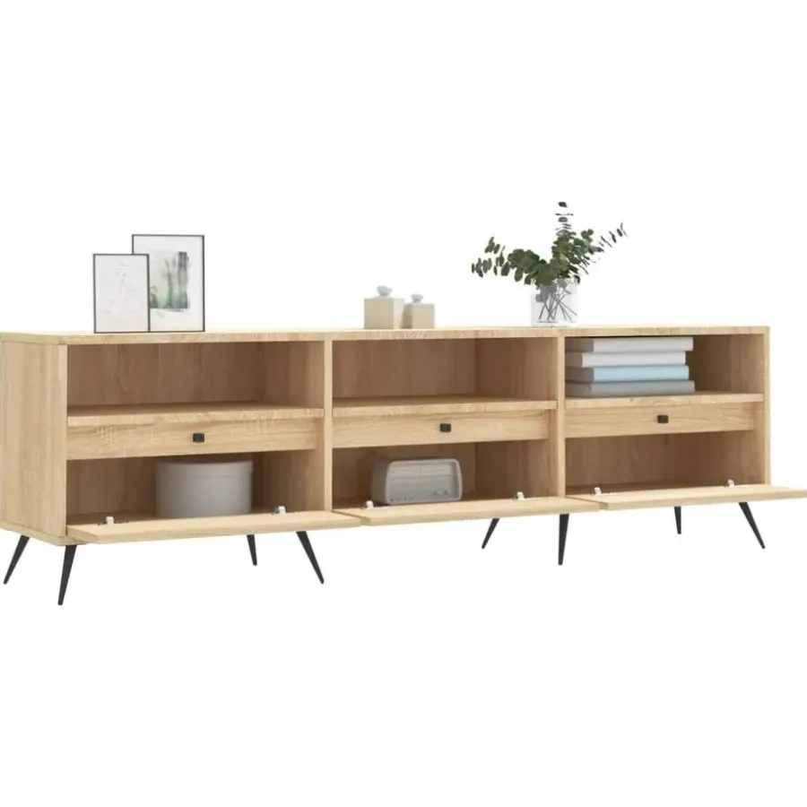 Tv Meubels-vidaXL - TV-meubel met 3 deuren en 3 vakken - Sonoma eiken - 150x30x44.5 cm