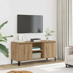 Tv Meubels-vidaXL - TV-meubel met 2 deuren en 2 vakken - Artisanaal eiken - 102x35x50 cm