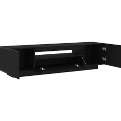 Tv Meubels-vidaXL - TV-meubel met 3 deuren - Zwart eiken - Bewerkt hout - 160x35x40 cm