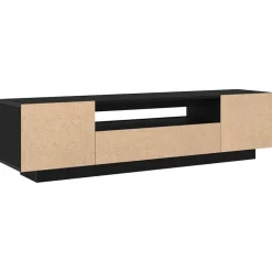 Tv Meubels-vidaXL - TV-meubel met 3 deuren - Zwart eiken - Bewerkt hout - 160x35x40 cm