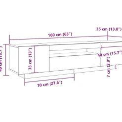 Tv Meubels-vidaXL - TV-meubel met 3 deuren - Zwart eiken - Bewerkt hout - 160x35x40 cm