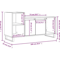 Tv Meubels-vidaXL - TV-meubel met 2 deuren 3 vakken - Zwart - Hout en metaal - 100x35x55 cm