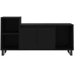 Tv Meubels-vidaXL - TV-meubel met 2 deuren 3 vakken - Zwart - Hout en metaal - 100x35x55 cm